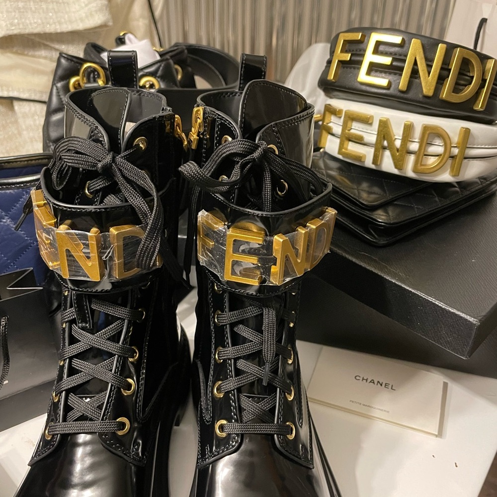 Fendi Black and Gold Women's Boots